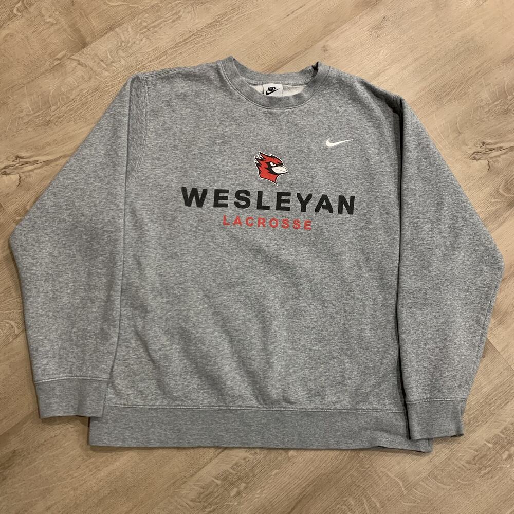 Nike Wesleyan University Cardinals CT Lacrosse Sweatshirt Men's Large L Crewneck